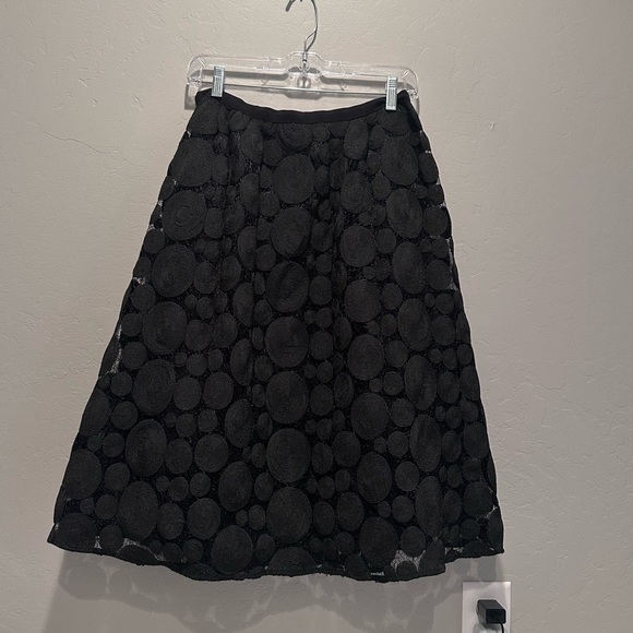 Anthropologie Tracy Reese Black Raffia Circle Lace Midi Skirt Sz 4 - Picture 7 of 15
